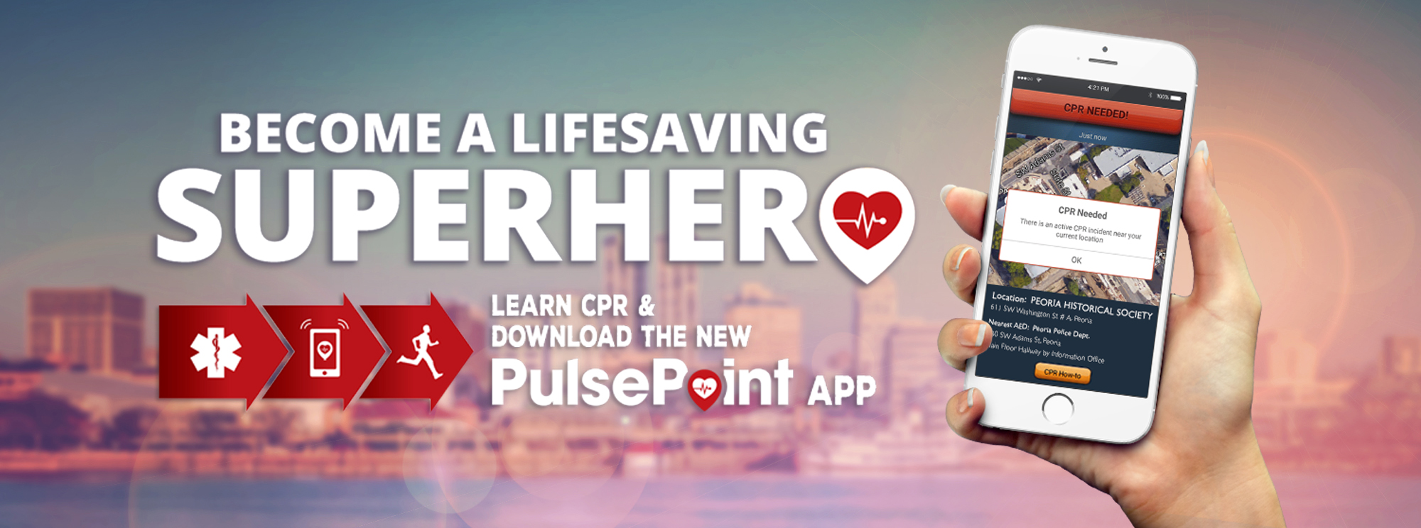 PulsePoint graphic showing hand holding cellphone